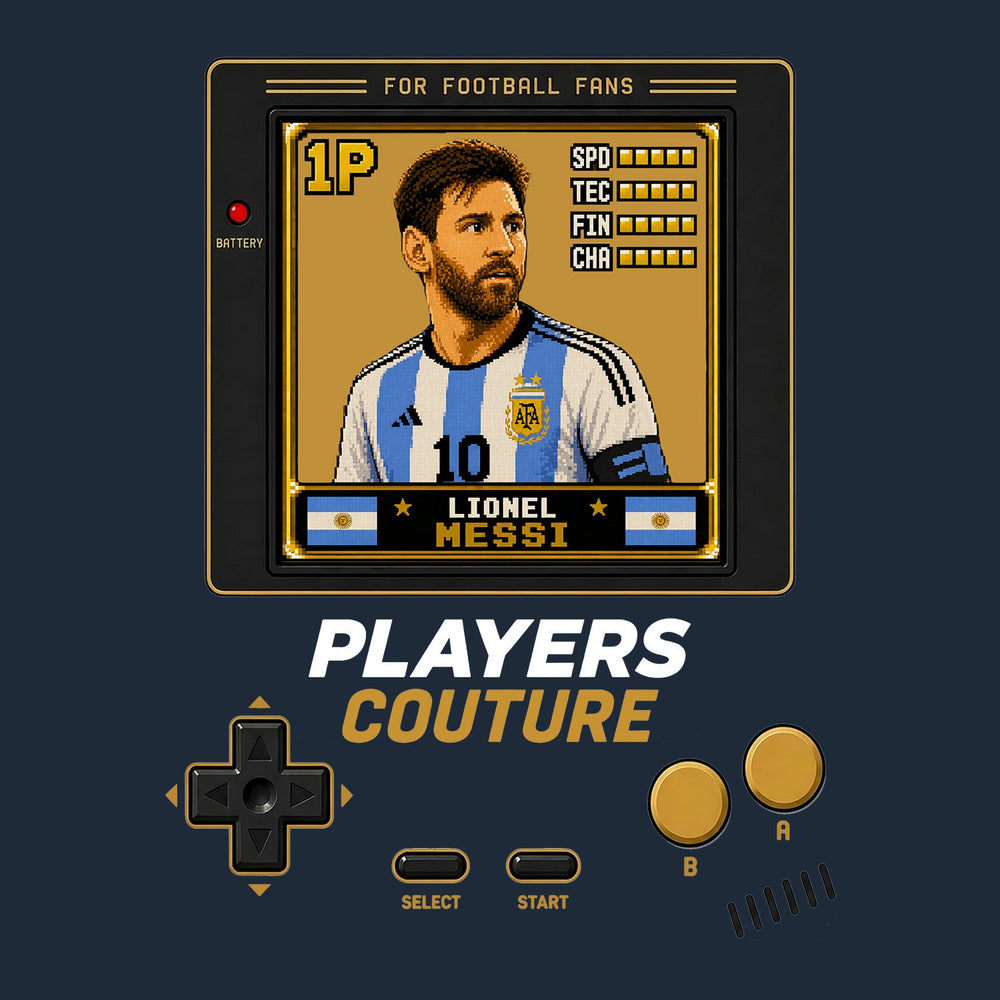 Lionel Messi 1P 8-Bit t-shirt retro gaming design by Players Couture
