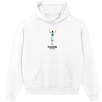 Lionel Messi hoodie – white men's hoodie with black Lionel Messi letters and Players Couture logo on the chest