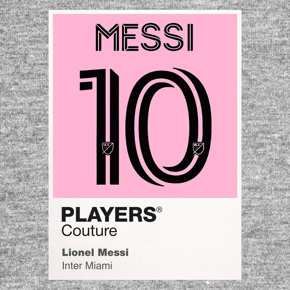 Lionel Messi 10 Inter Miami Football Shirt Frame Men's Hoodie – grey close-up detail shot of the Lionel Messi 10 Inter Miami