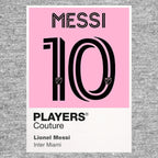 Lionel Messi 10 Inter Miami Football Shirt Frame Men's Hoodie – grey close-up detail shot of the Lionel Messi 10 Inter Miami