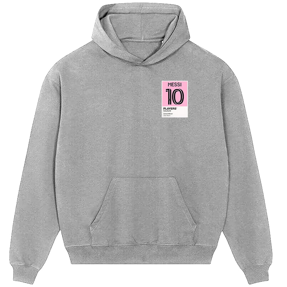 Lionel Messi 10 Inter Miami Football hoodie – grey men's hoodie featuring the Lionel Messi 10 Inter Miami Football Players