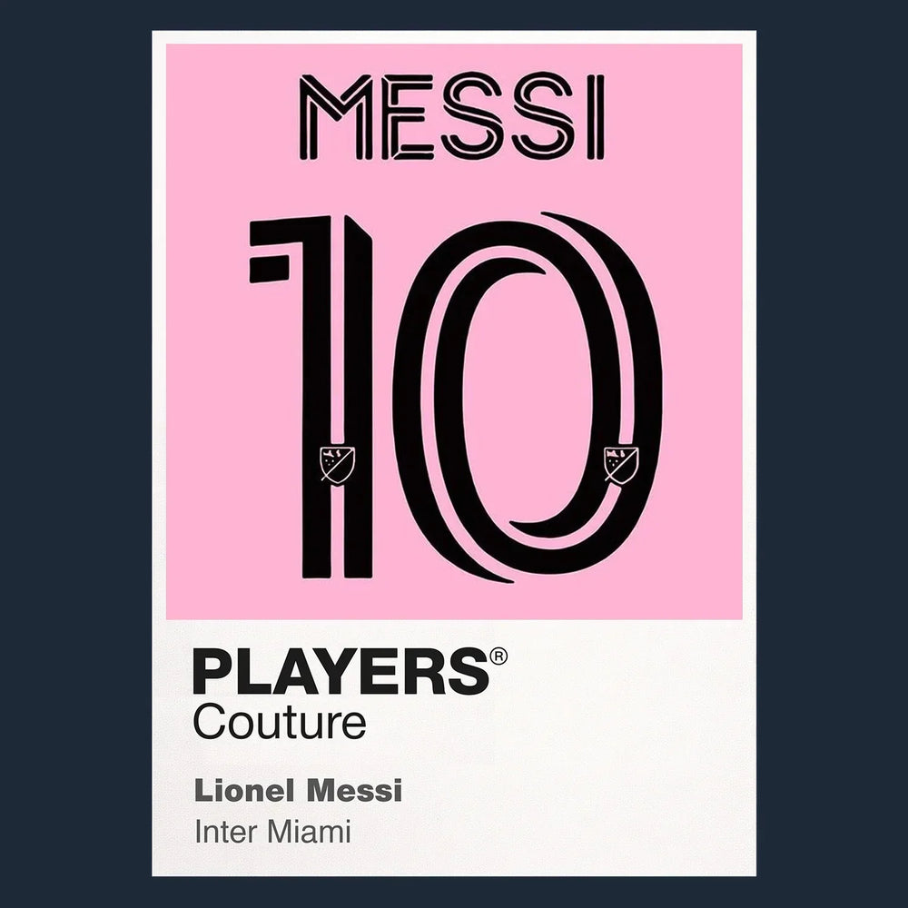 Lionel Messi 10 Inter Miami Football Shirt Frame Men's Hoodie – navy close-up detail shot of the Lionel Messi 10 Inter Miami