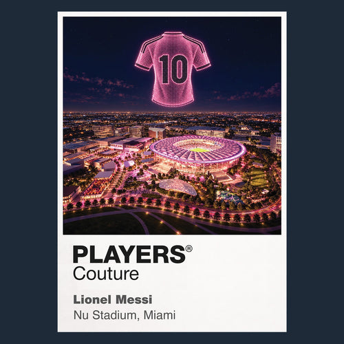 Lionel Messi Inter Miami pink number 10 Icons in Lights Frame artwork in navy