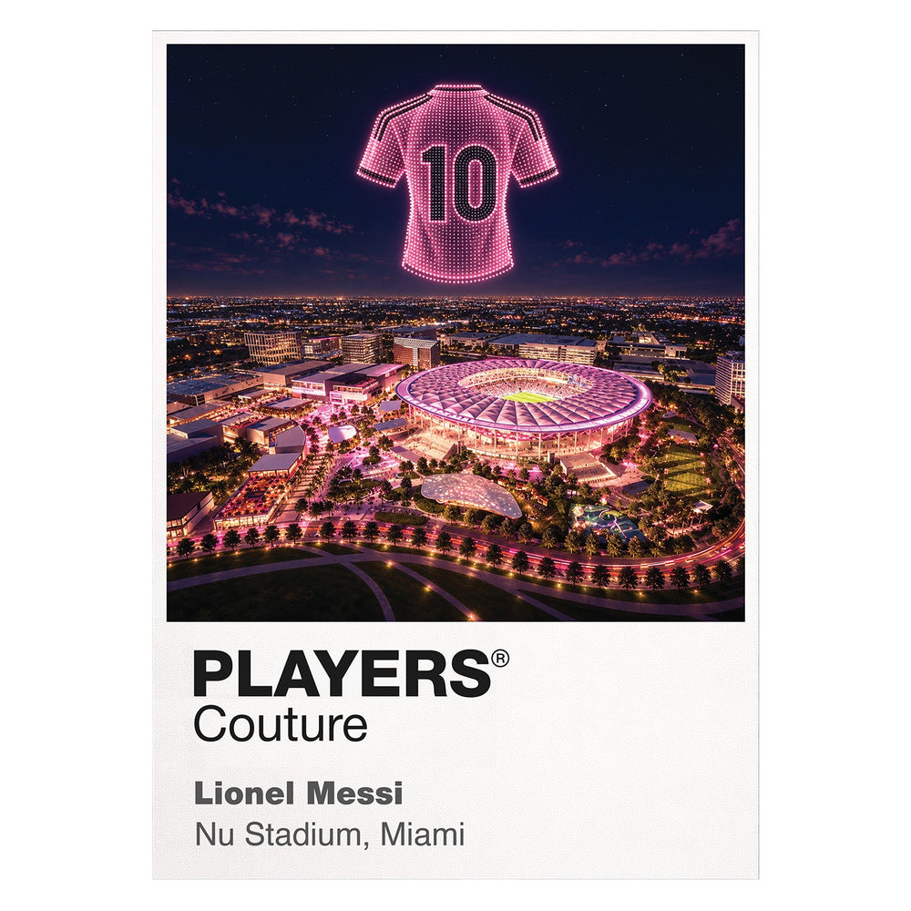 Lionel Messi Inter Miami pink number 10 Icons in Lights Frame artwork in white