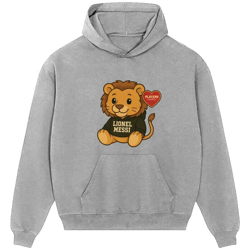 Lionel Messi Lion hoodie – grey men's hoodie featuring the Lionel Messi Lion Players Couture logo