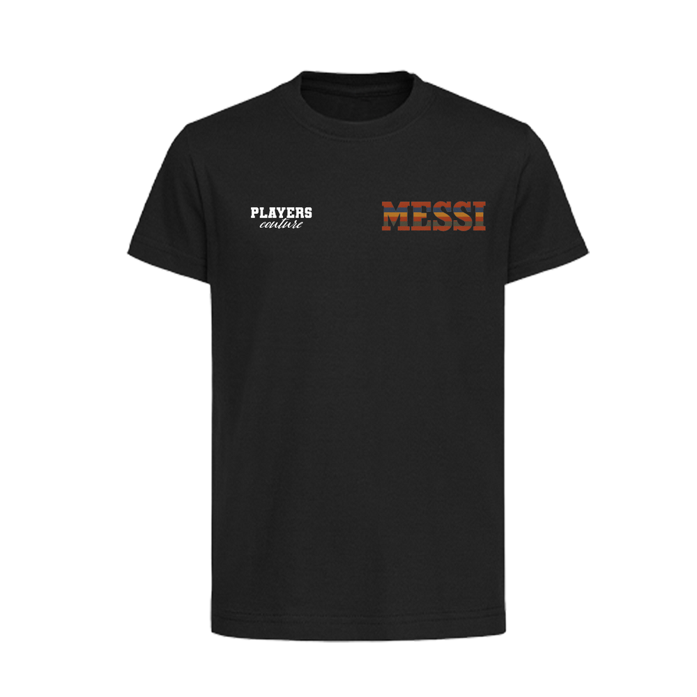 Lionel Messi Logo 2 Players Couture Kids T-Shirt Black