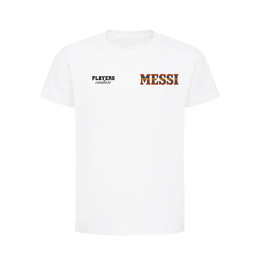 Lionel Messi Logo 2 Players Couture Kids T-Shirt White
