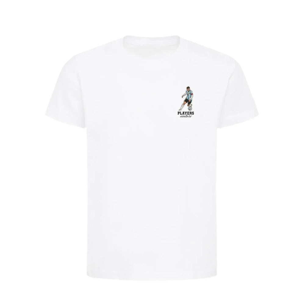 Lionel Messi Dribble t-shirt – white men's t-shirt featuring the Lionel Messi Dribble Players Couture logo