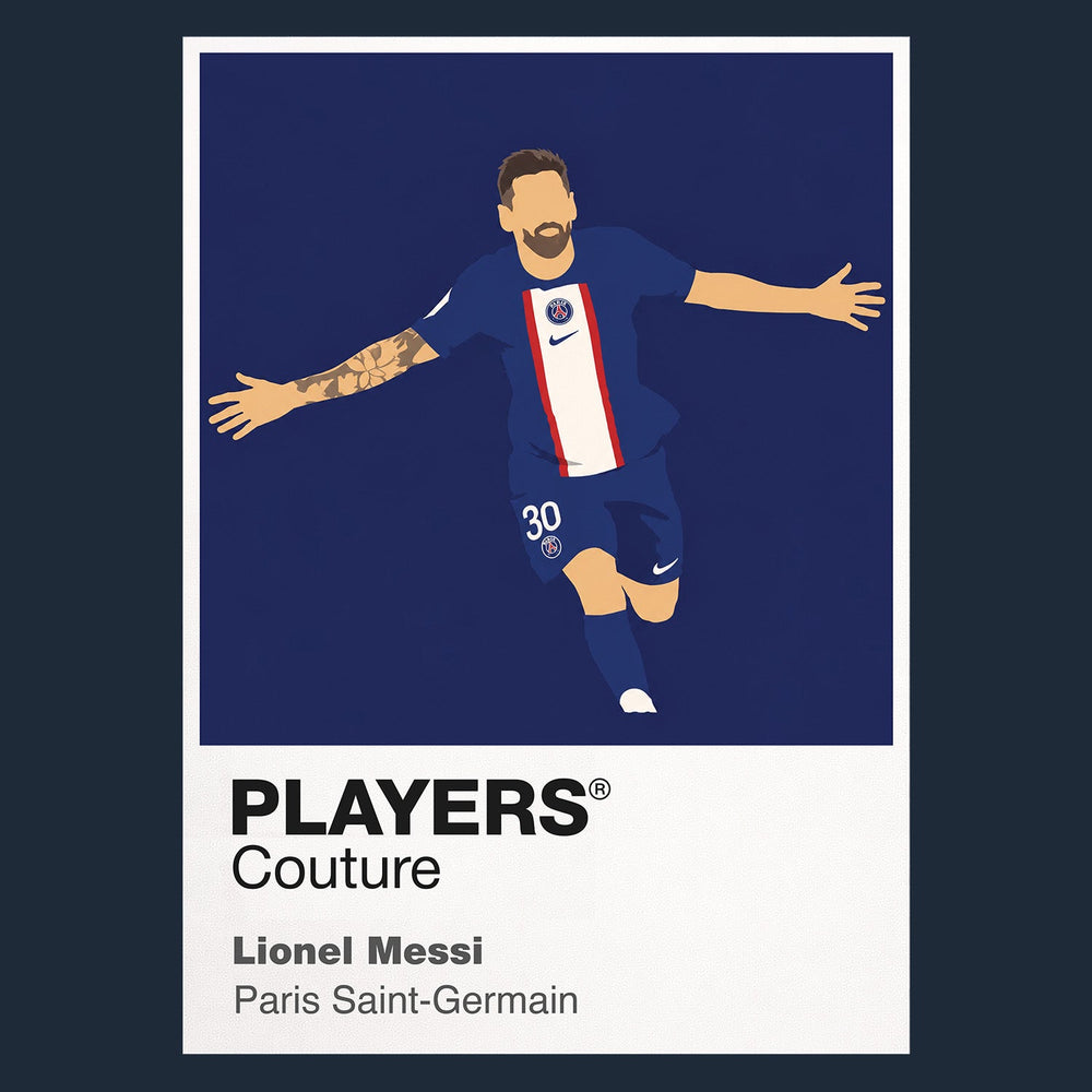 Lionel Messi PSG Icon Frame — Pantone-style player illustration art card