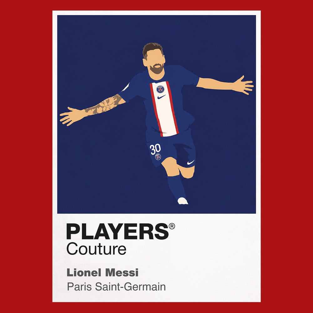 Lionel Messi PSG Icon Frame — Pantone-style player illustration art card