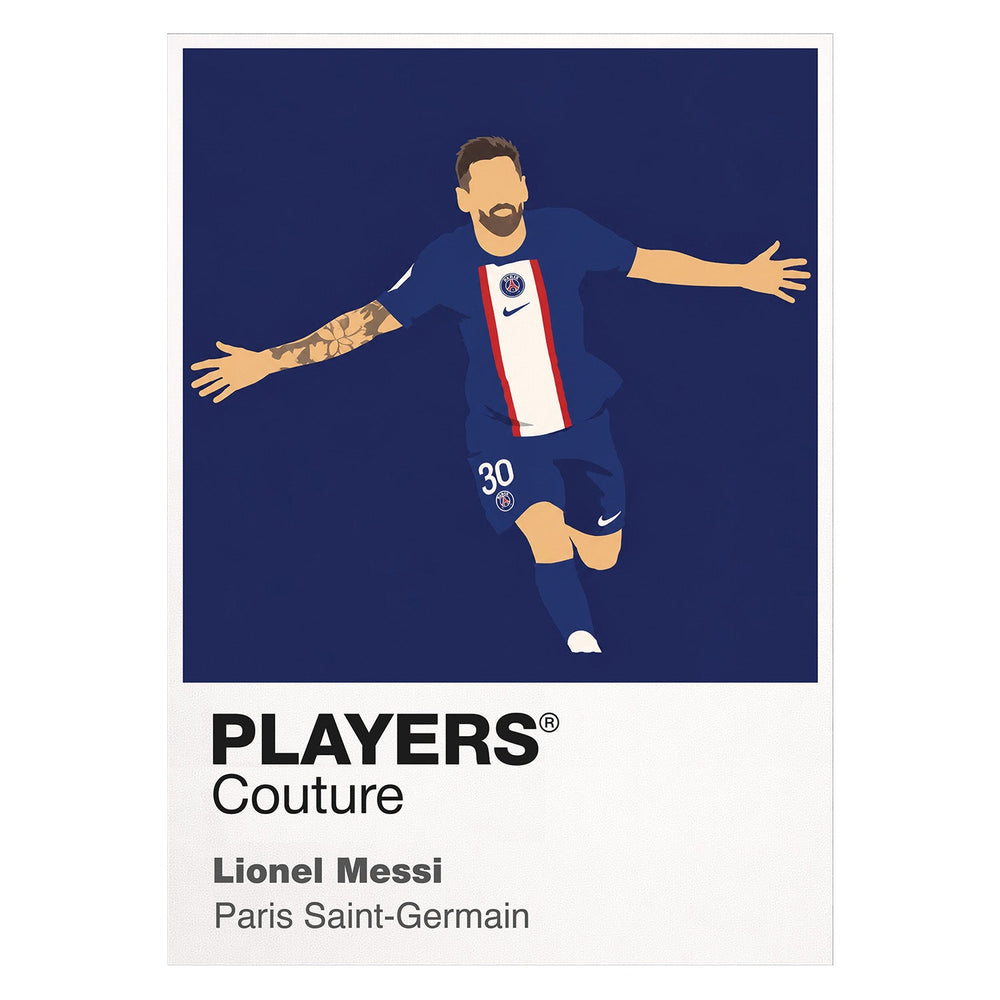 Lionel Messi PSG Icon Frame — Pantone-style player illustration art card
