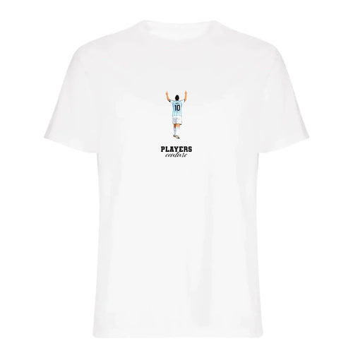 Lionel Messi Icon t-shirt – white men's t-shirt with black Lionel Messi Icon letters and Players Couture logo on the chest