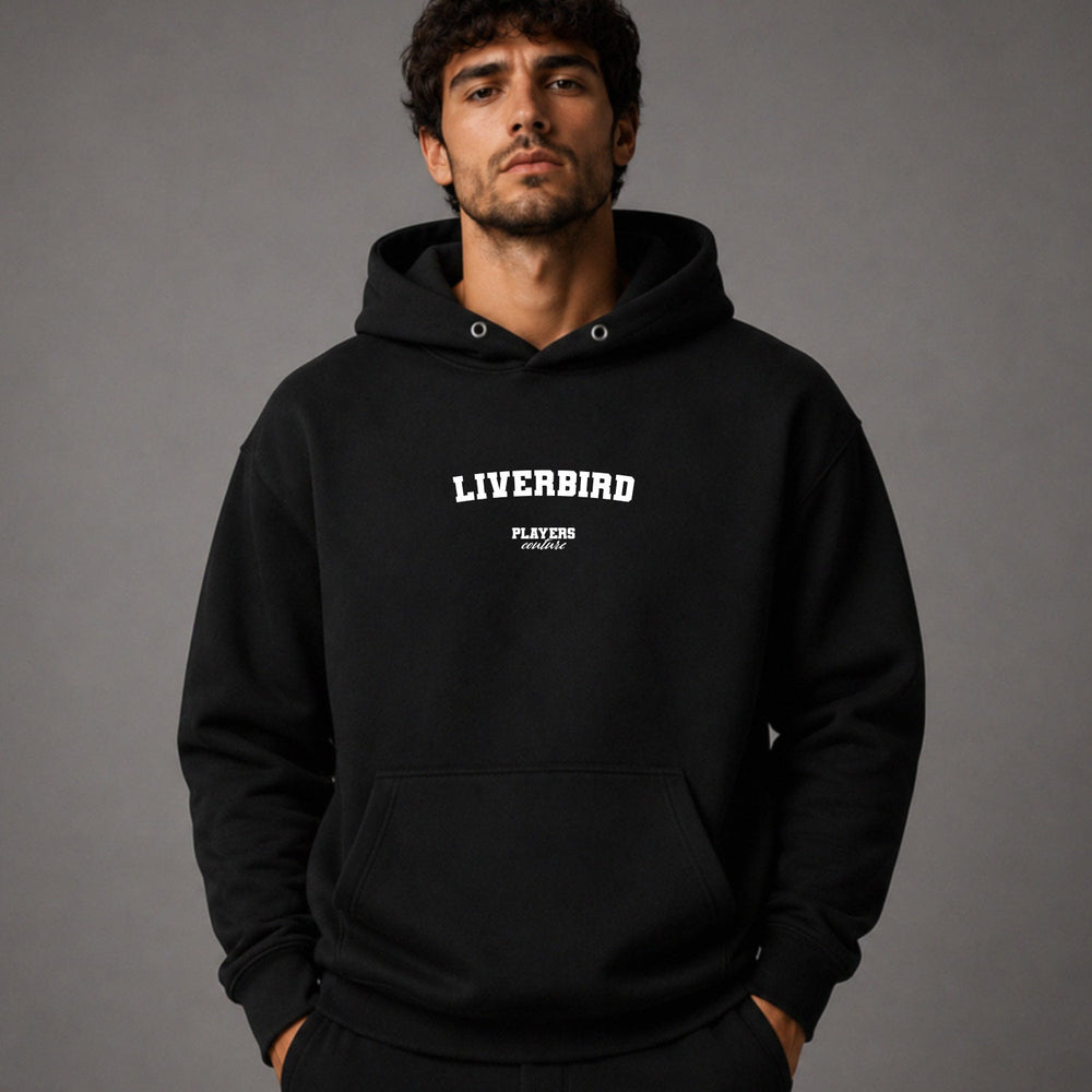 Liverbird name-print hoodie - black
