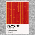Liverpool Champions Red Classic Football Shirt Colours Frame Men's T-Shirt – grey close-up detail shot of the Liverpool