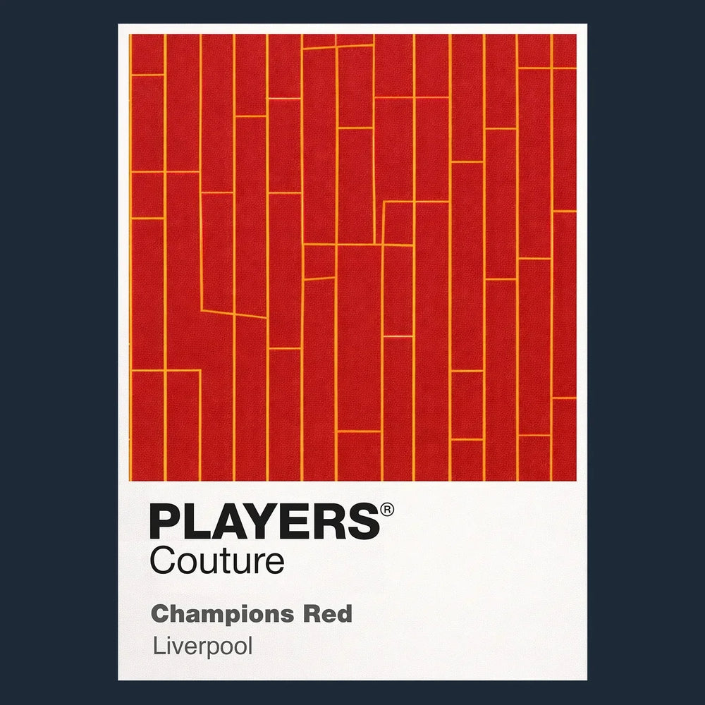 Liverpool Champions Red Classic Football Shirt Colours Frame Men's T-Shirt – navy close-up detail shot of the Liverpool