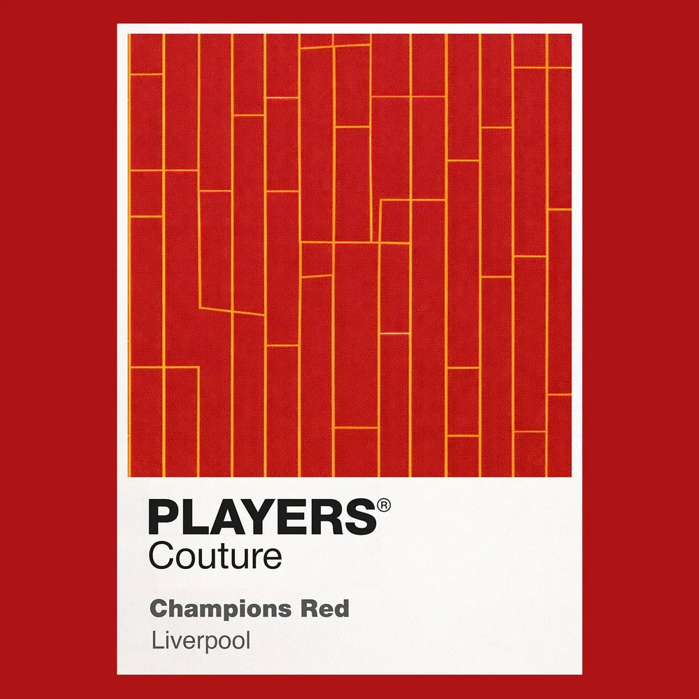 Liverpool Champions Red Classic Football Shirt Colours Frame Men's T-Shirt – red close-up detail shot of the Liverpool