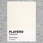 Liverpool Ecru Away Classic Football Shirt Colours Frame Men's T-Shirt – grey close-up detail shot of the Liverpool Ecru