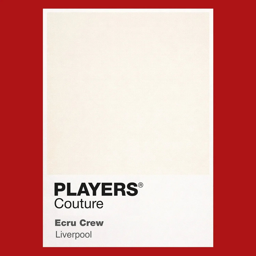 Liverpool Ecru Away Classic Football Shirt Colours Frame Men's T-Shirt – red close-up detail shot of the Liverpool Ecru Away