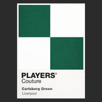 Liverpool 95/96 Away Classic Football Shirt Colours Frame Men's T-Shirt – green close-up detail shot of the Liverpool 95/96
