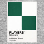 Liverpool 95/96 Away Classic Football Shirt Colours Frame Men's T-Shirt – green close-up detail shot of the Liverpool 95/96