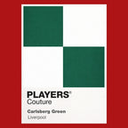 Liverpool 95/96 Away Classic Football Shirt Colours Frame Men's T-Shirt – green close-up detail shot of the Liverpool 95/96