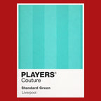 Liverpool Green Away Classic Football Shirt Colours Frame Men's T-Shirt – green close-up detail shot of the Liverpool Green