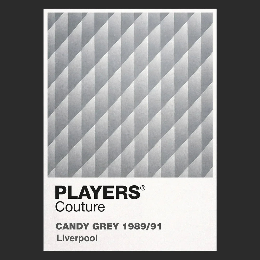 Liverpool Grey Candy Away Classic Football Shirt Colours Frame Men's T-Shirt – grey close-up detail shot of the Liverpool