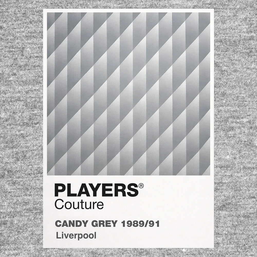 Liverpool Grey Candy Away Classic Football Shirt Colours Frame Men's T-Shirt – grey close-up detail shot of the Liverpool