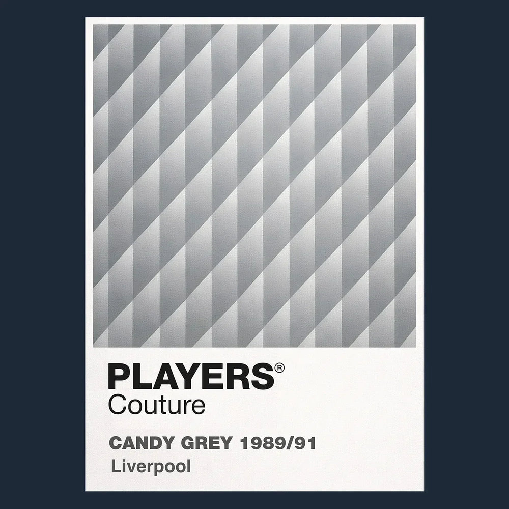 Liverpool Grey Candy Away Classic Football Shirt Colours Frame Men's T-Shirt – grey close-up detail shot of the Liverpool