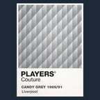 Liverpool Grey Candy Away Classic Football Shirt Colours Frame Men's T-Shirt – grey close-up detail shot of the Liverpool