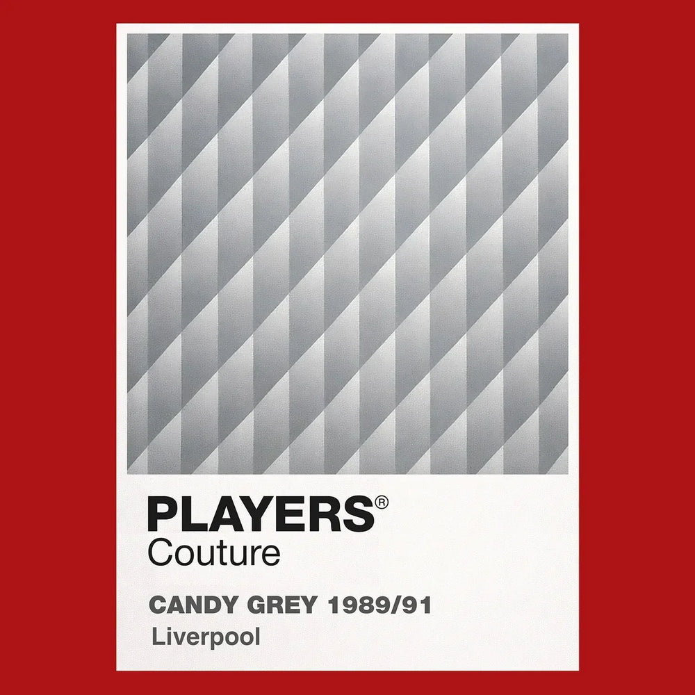 Liverpool Grey Candy Away Classic Football Shirt Colours Frame Men's T-Shirt – grey close-up detail shot of the Liverpool