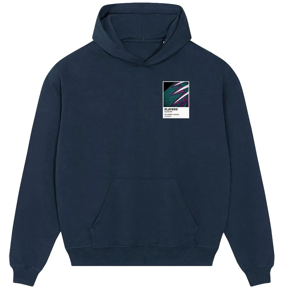 Liverpool 95/96 GK hoodie – purple men's hoodie featuring the Liverpool 95/96 GK Players Couture logo