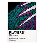 Liverpool 95/96 Purple GK Classic Football Shirt Colours Frame Men's T-Shirt – purple close-up detail shot of the Liverpool