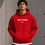 Lizzie Jagger name-print hoodie - red