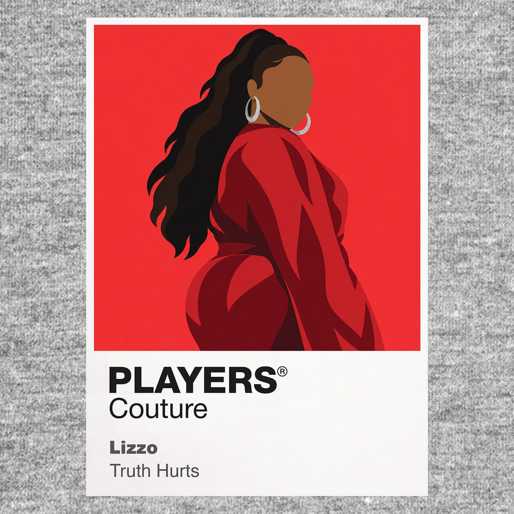 Lizzo Lizzo's colourful pop styling, movement and flute-playing performance identity Icon Frame artwork in grey