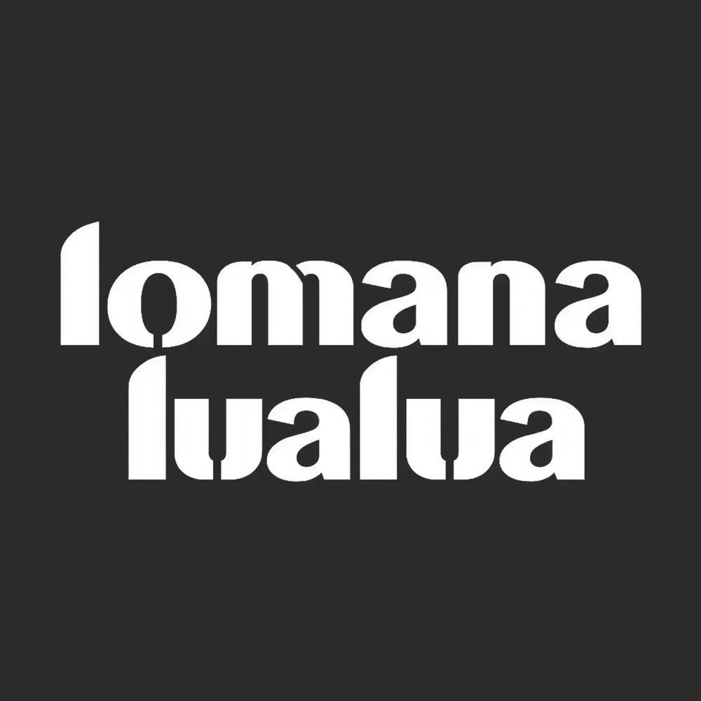 Lomana Lualua Logo Men's Hoodie – black close-up detail shot of the Lomana Lualua Players Couture logo design