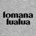 Lomana Lualua Logo Men's Hoodie – grey close-up detail shot of the Lomana Lualua Players Couture logo design