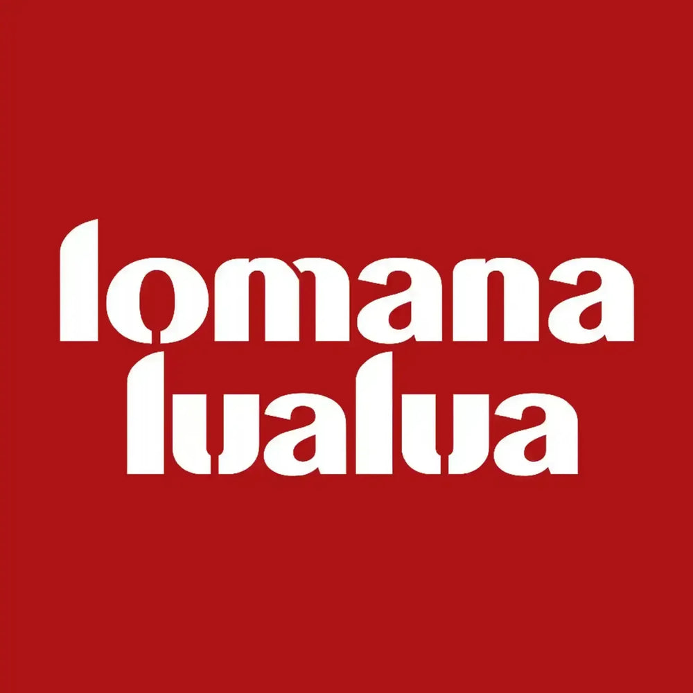 Lomana Lualua Logo Men's Hoodie – red close-up detail shot of the Lomana Lualua Players Couture logo design