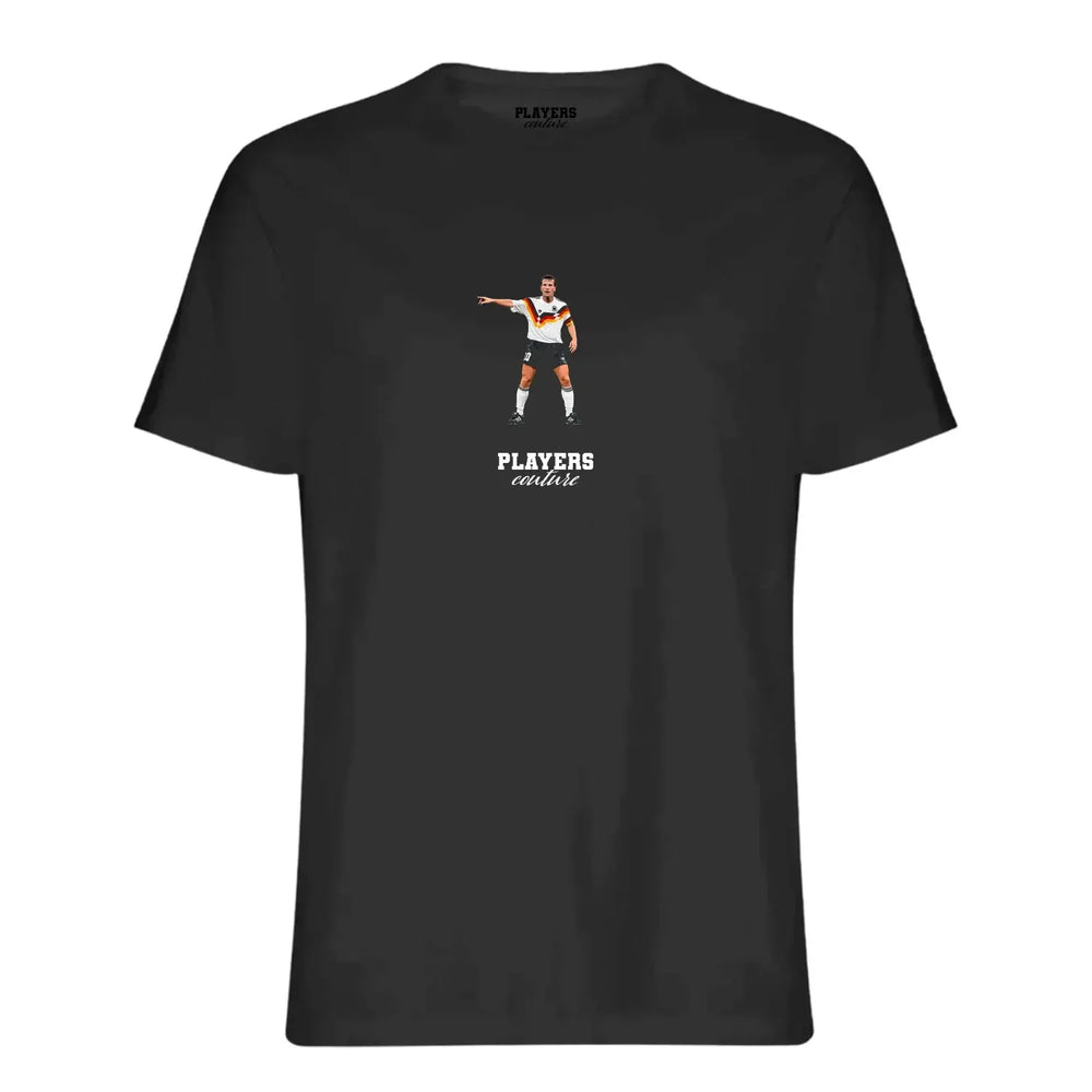 Lothar Matthaus Icon t-shirt – black men's t-shirt with white Lothar Matthaus Icon letters and Players Couture logo on the