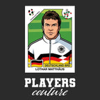 Lothar Matthaus World Cup Sticker Men's T-Shirt – black close-up detail shot of the Lothar Matthaus World Cup Players