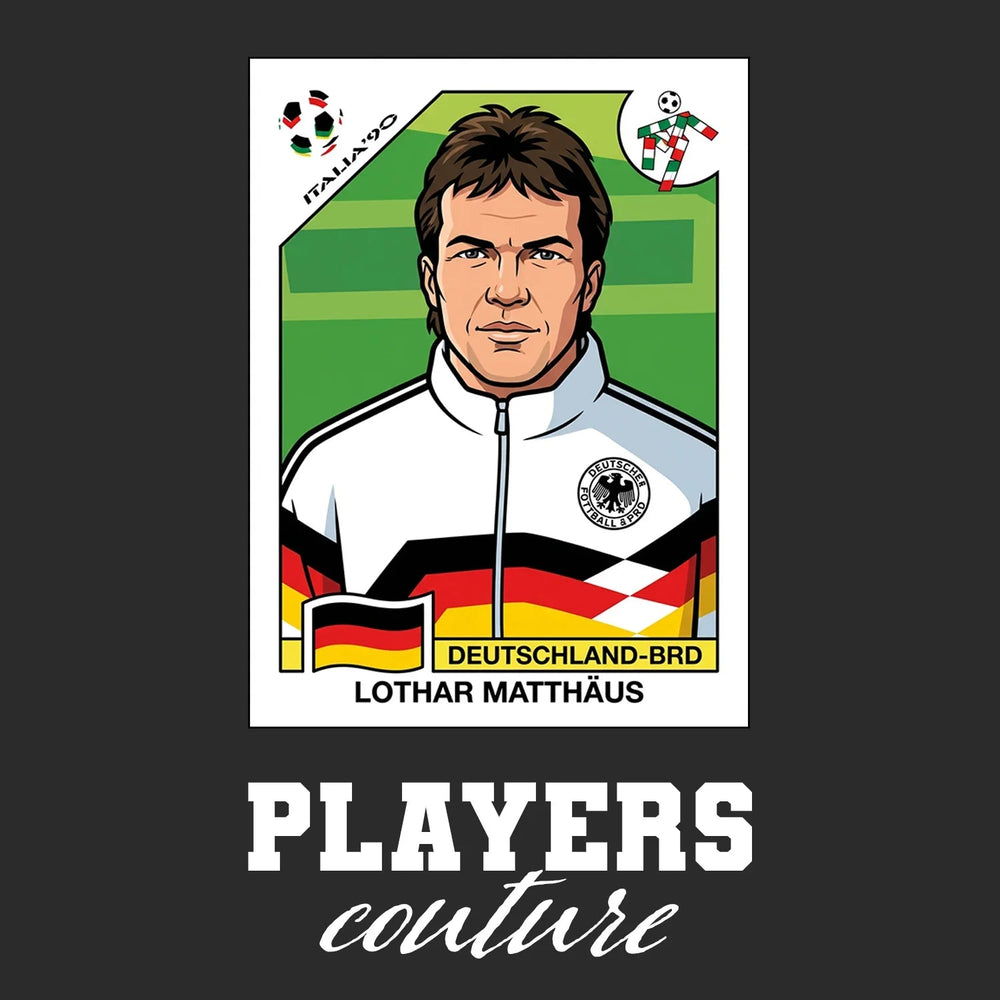 Lothar Matthaus World Cup Sticker Kids T-Shirt – lothar matthaus black Players Couture design