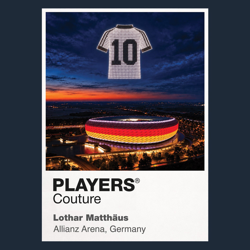Lothar Matthaus Germany number 10 Icons in Lights Frame artwork in navy
