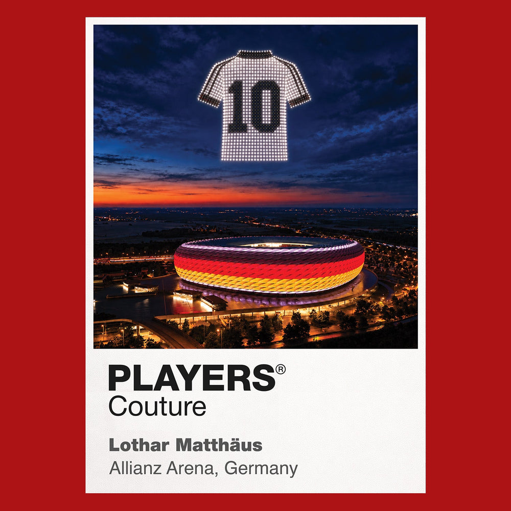 Lothar Matthaus Germany number 10 Icons in Lights Frame artwork in red