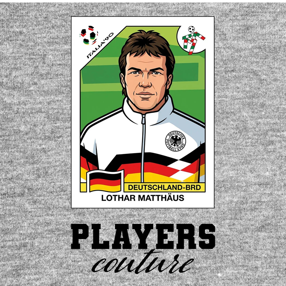 Lothar Matthaus World Cup Sticker Kids T-Shirt – lothar matthaus grey Players Couture design