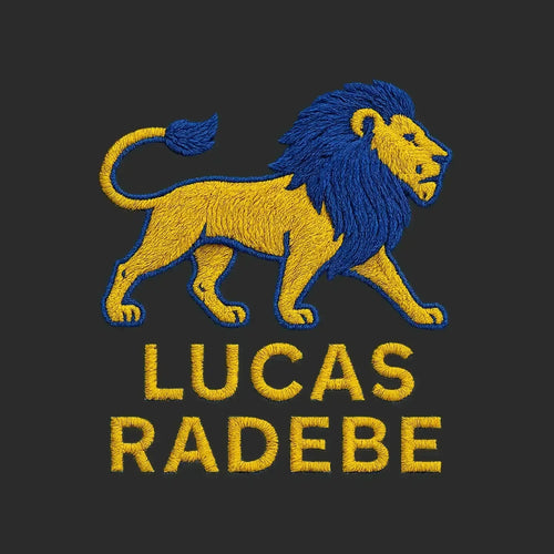 Lucas Radebe Logo Men's T-Shirt – black close-up detail shot of the Lucas Radebe Players Couture logo design