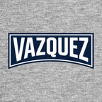 Lucas Vazquez Logo Men's Hoodie – grey close-up detail shot of the Lucas Vazquez Players Couture logo design