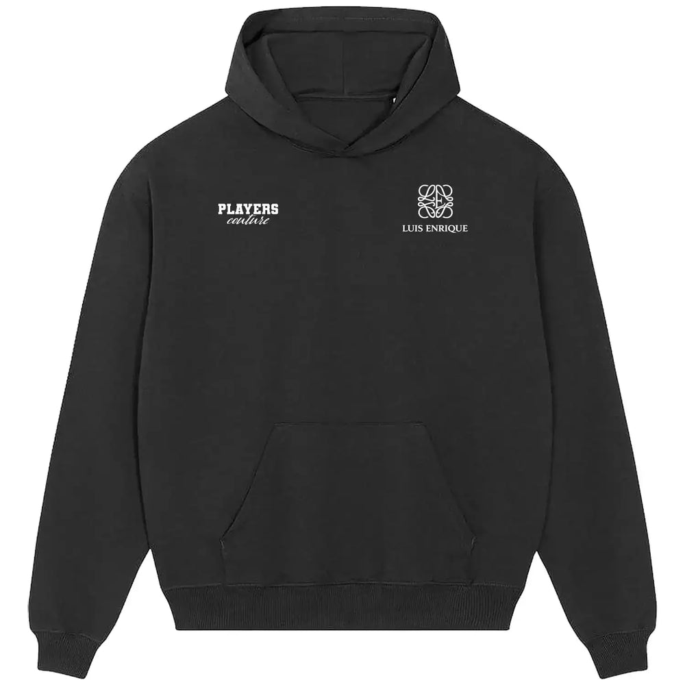 Luis Enrique Logo Players Couture Men's Casual Hoodie - Black / S | Barcelona, Fashion Collection, Football, Hoodies, Men's, PSG, Real Madrid, Spain, Volume 1