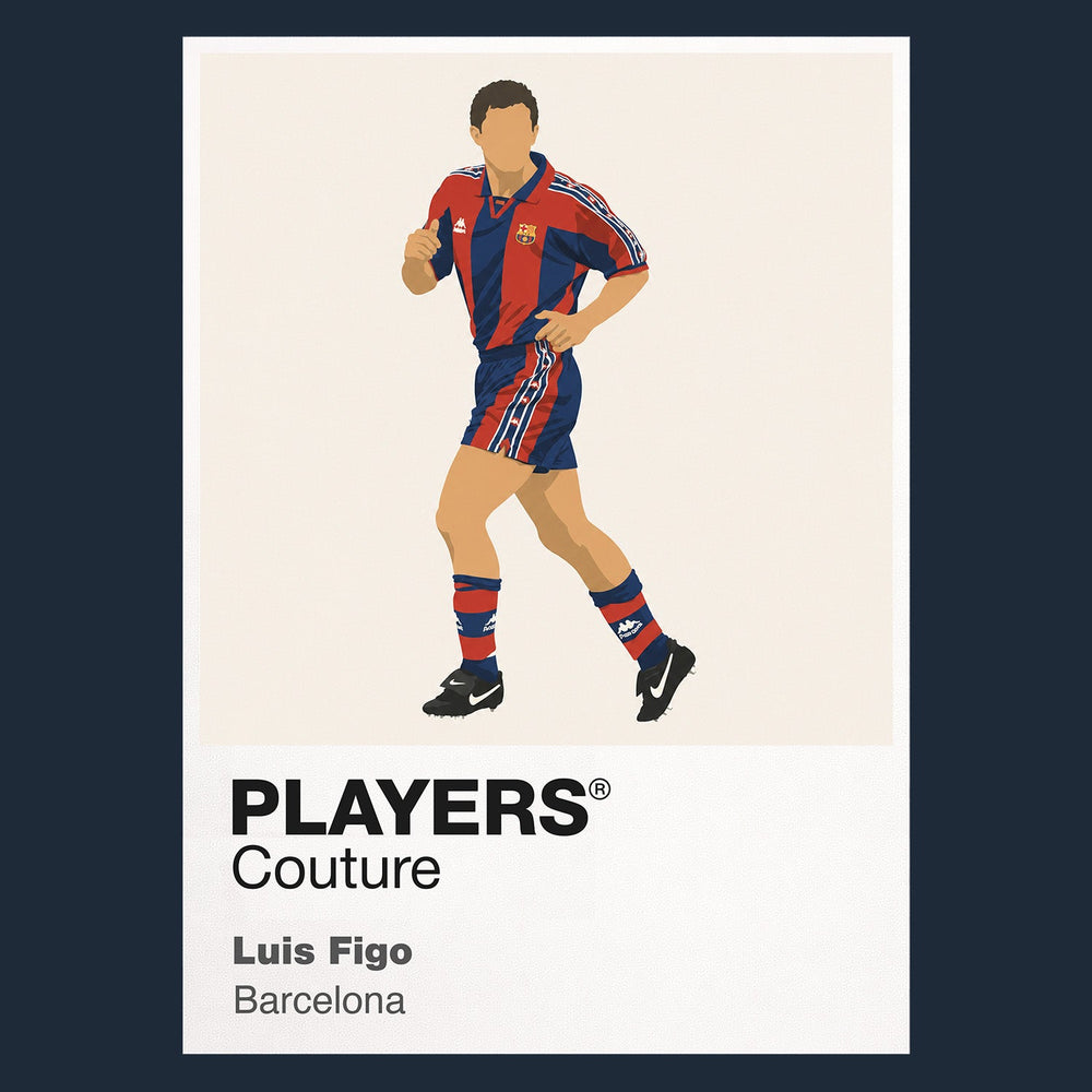 Luís Figo Barcelona navy Icon Frame artwork detail