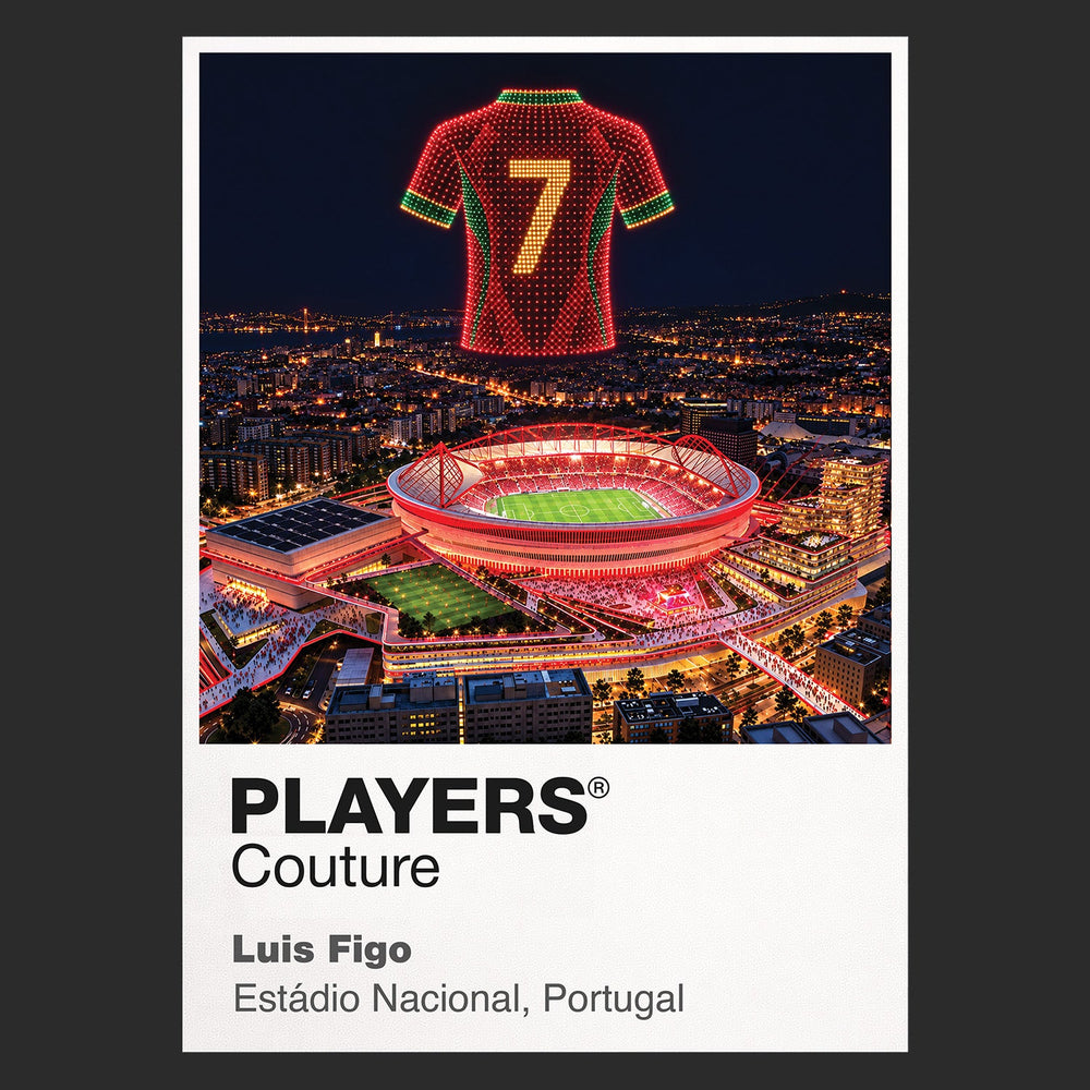 Luis Figo Portugal number 7 Icons in Lights Frame artwork in black