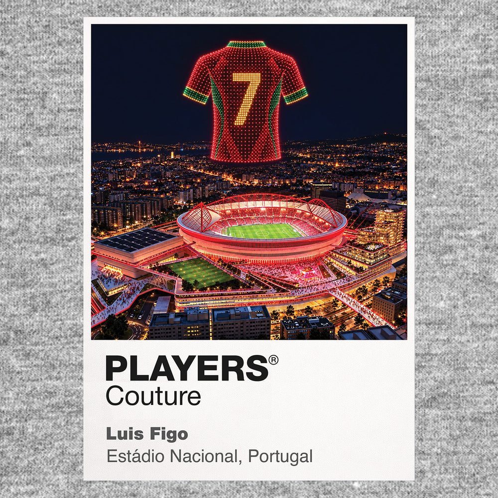 Luis Figo Portugal number 7 Icons in Lights Frame artwork in grey